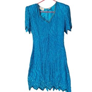 Laurence Kazar vintage sequins/beads cocktail dress  - S.       Y122